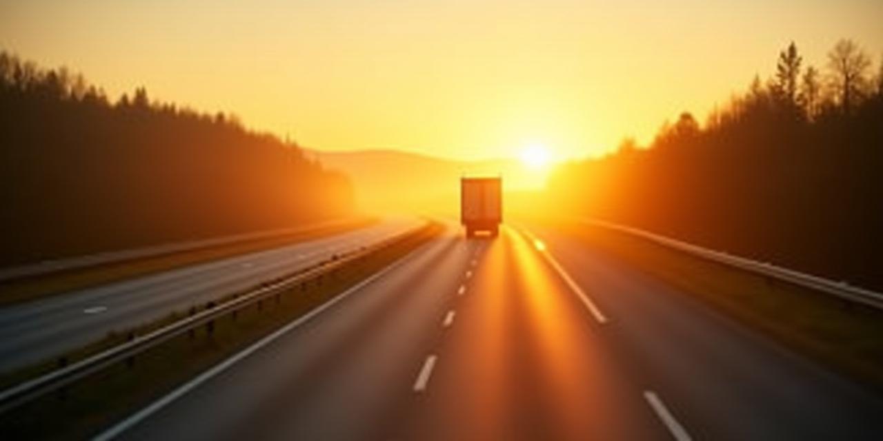 Fahrzeug auf tschechischer Autobahn bei Sonnenaufgang